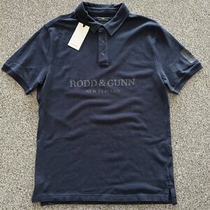 Rodd & Gunn Polo Shirt Mens XL Cirrus Sports Fit Garment Dyed Navy Vintage Wash